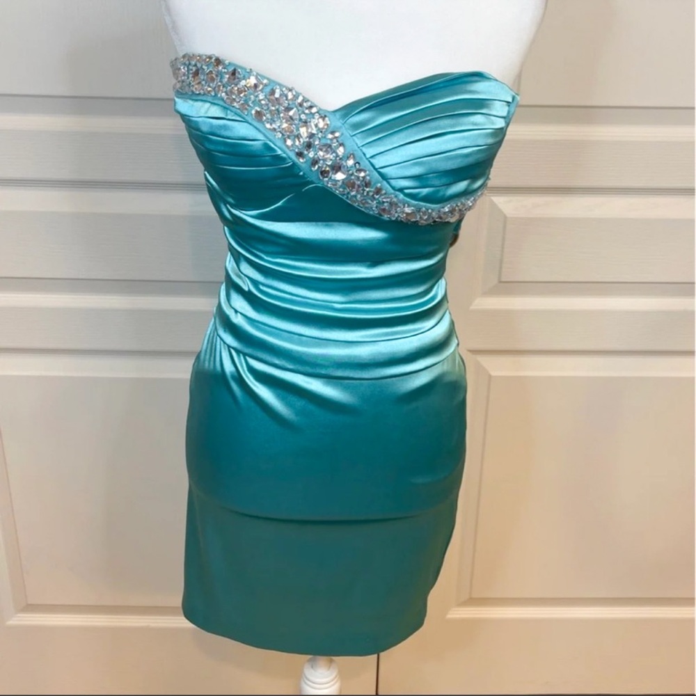B Darlin Short Dress Formal Bodycon Size XS Blue
